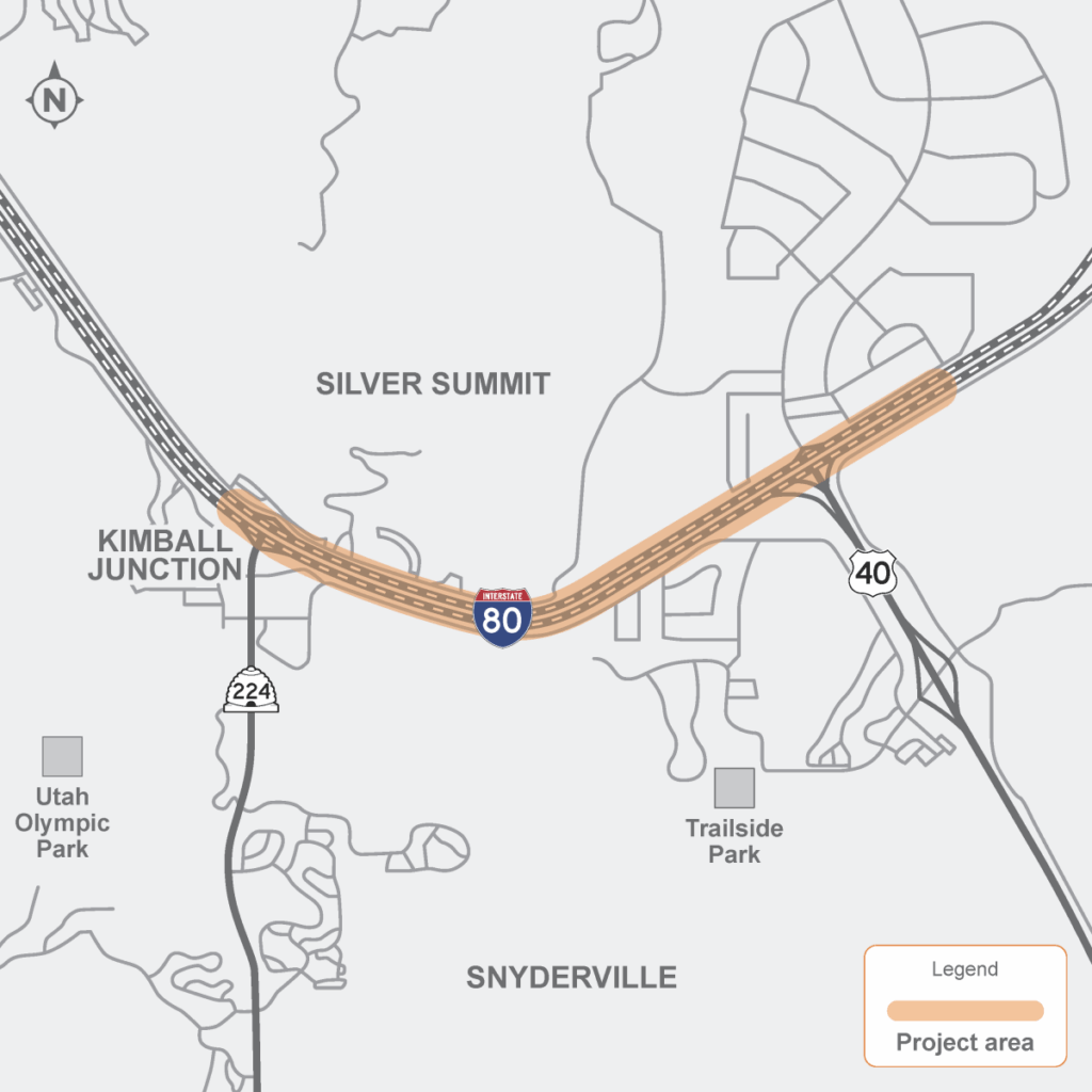 I-80 Kimball Junction to US-40 Paving project logo map